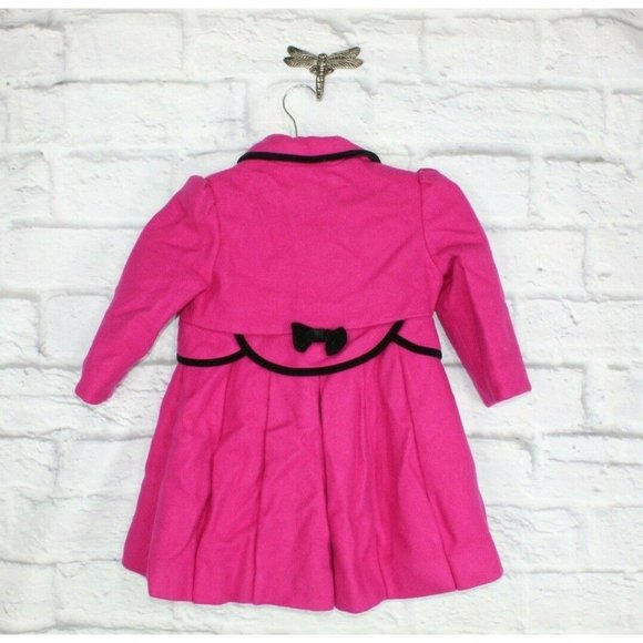 Rothschild Pink Wool Velvet Trim Long Dress Coat Size 4T - Picture 5 of 9